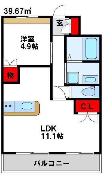 グラン・カナール(1LDK/1階)の間取り写真