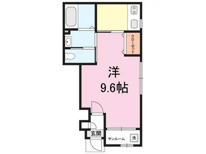 CHAMBREI(1K/1階)の間取り写真