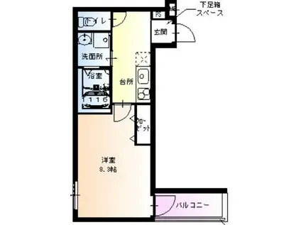 フジパレス新金岡II番館(1K/1階)の間取り写真