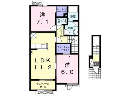 クレメント・オーブ(2LDK/2階)の間取り写真