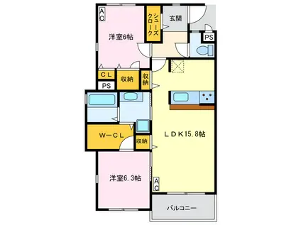 RIVIEST(2LDK/3階)の間取り写真