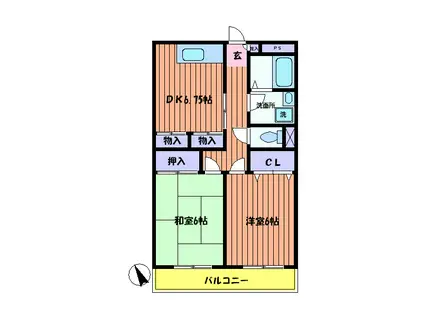 アムールオオカサ(2DK/1階)の間取り写真