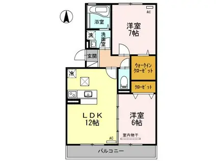 リビングタウン中野美保南A棟(2LDK/1階)の間取り写真