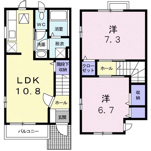 メープルアベニュー(2LDK/1階)の間取り写真