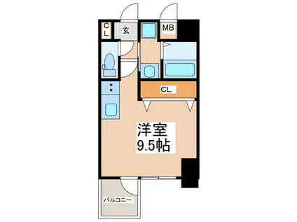タウンブルグ新町(ワンルーム/7階)の間取り写真