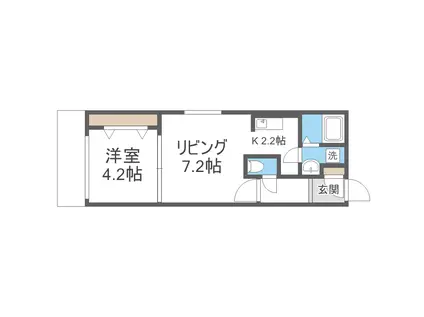 グラスマーレ南2条(1LDK/1階)の間取り写真