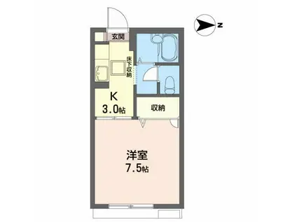 フローラルコート(1K/1階)の間取り写真