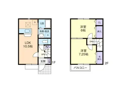 ヴェルドミール B(2LDK/1階)の間取り写真