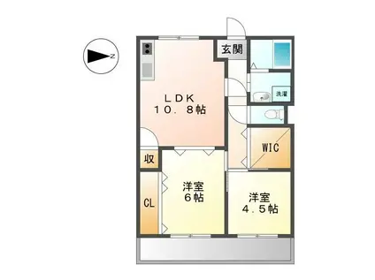 ドゥナーレ津新町(2LDK/3階)の間取り写真