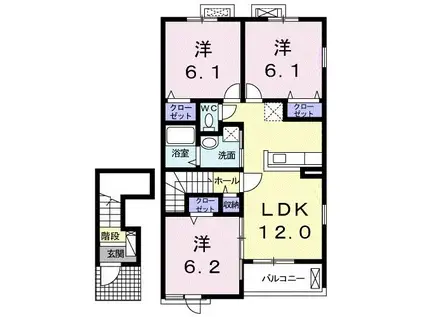 スマイル リョウ(3LDK/2階)の間取り写真