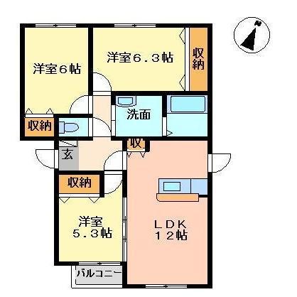 エスポワールYAMASO(3LDK/1階)の間取り写真