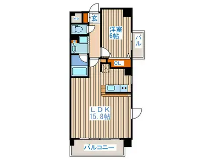 GARBO榴岡(1LDK/2階)の間取り写真