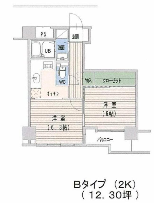 ベルソーレ支倉(2K/3階)の間取り写真