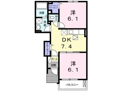 サニー・クリアネス B(2DK/1階)の間取り写真