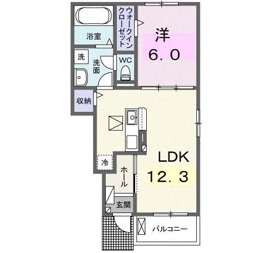 ルシア II(1LDK/1階)の間取り写真