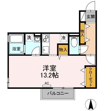 カサブランカ(ワンルーム/2階)の間取り写真
