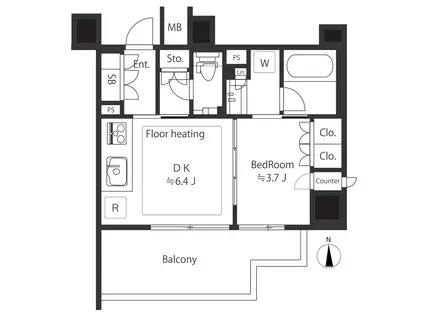 アトラス池尻レジデンス(1DK/11階)の間取り写真