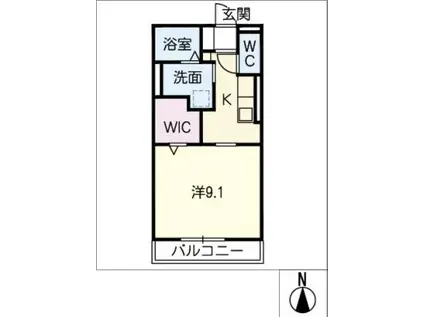 プレミアスII(1K/1階)の間取り写真