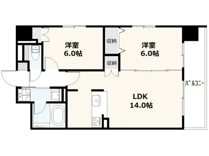 ウイング宝町セカンド(2LDK/17階)の間取り写真