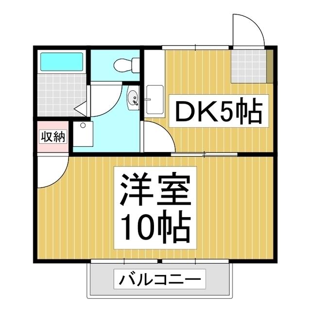 ベルメゾン桔梗(1DK/2階)の間取り写真