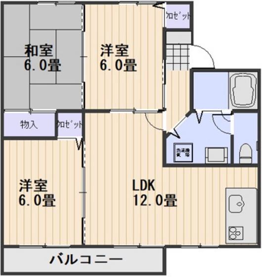 グランドールかたやまA(3LDK/2階)の間取り写真