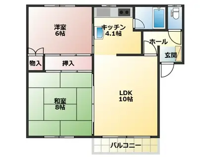 コーポ山口(2LDK/2階)の間取り写真