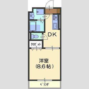 ベルカント(1DK/2階)の間取り写真