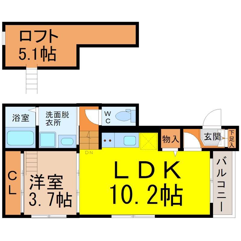 グレーススクエア(1LDK/2階)の間取り写真