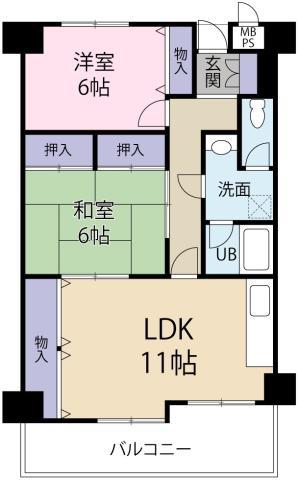 レジデンス福島(2LDK/2階)の間取り写真