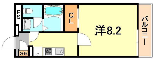 クレイノコンフォール杭瀬北新町(1K/2階)の間取り写真