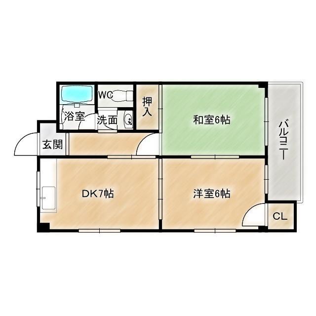 マンション・コスモ(2DK/2階)の間取り写真