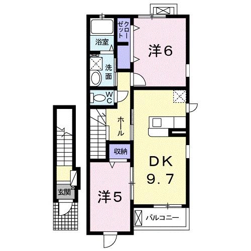 パーチェ(2DK/2階)の間取り写真