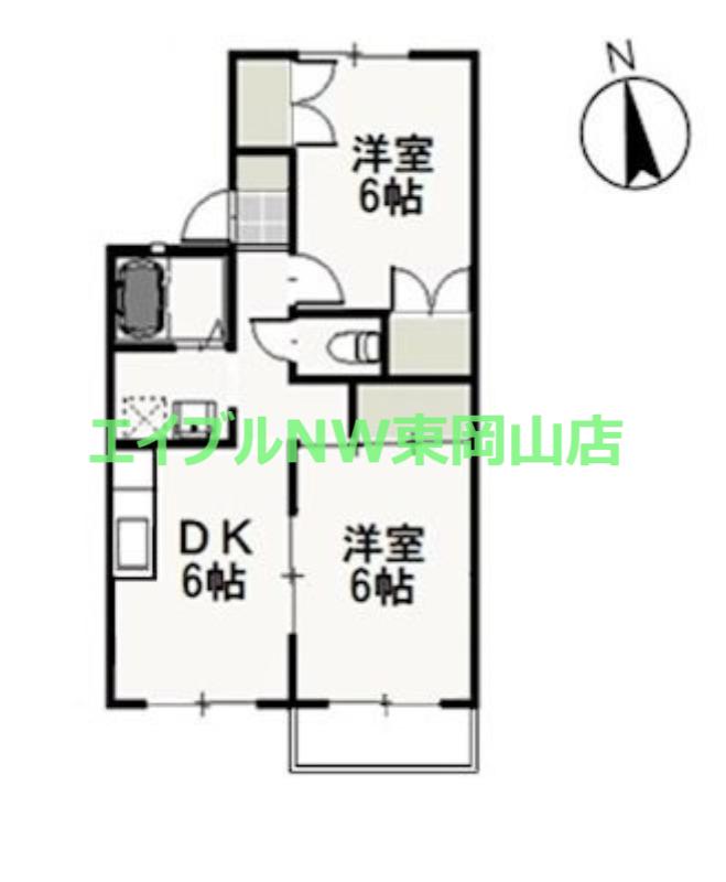 エスポワール国富B(2DK/2階)の間取り写真