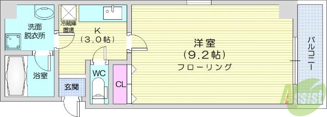 フィオーレ壱番館(1K/4階)の間取り写真