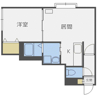 ドミール小樽(1LDK/2階)の間取り写真