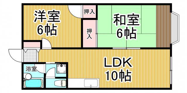 ルシェール武庫川 Ⅱ(2LDK/2階)の間取り写真