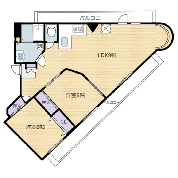 西池セントラルハイツ(2LDK/4階)の間取り写真