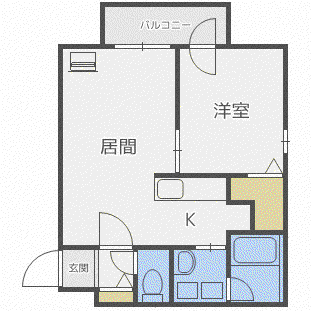 ローヤルハイツ月寒西(1LDK/2階)の間取り写真