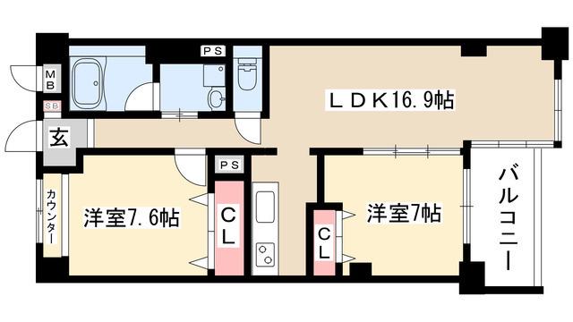 イーグルヘッド橦木(2LDK/6階)の間取り写真