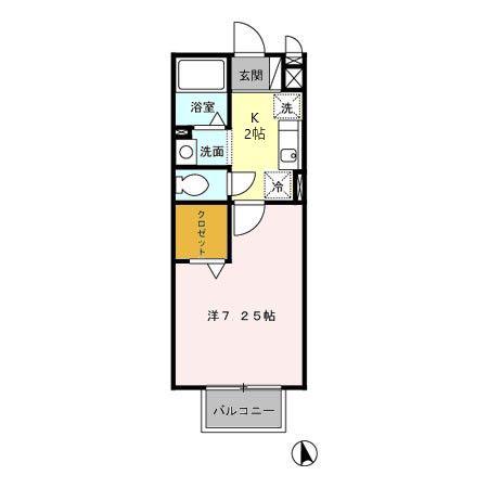 エスポワール(1K/2階)の間取り写真