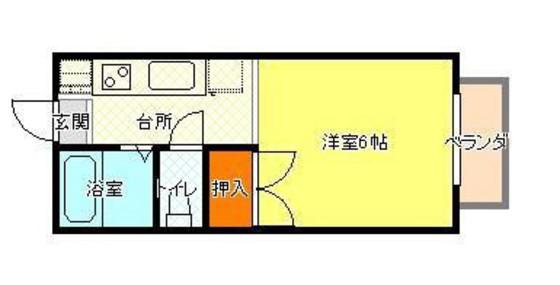コスモクイーン北方(1K/2階)の間取り写真