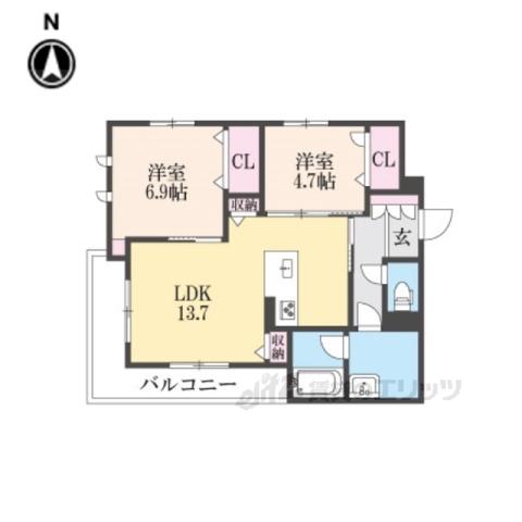 シャーメゾンディーノヴノー(2LDK/3階)の間取り写真