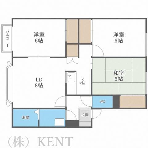 パークタウン西町B(3LDK/1階)の間取り写真