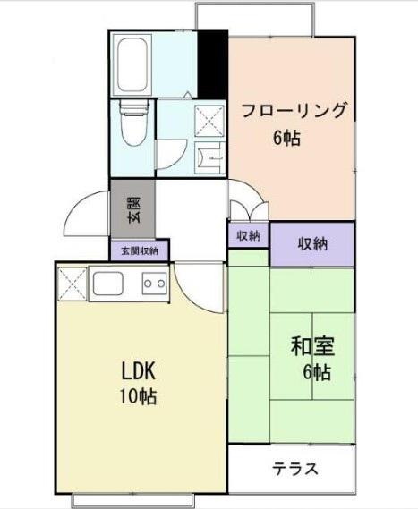 ＪＲ南武線 西国立駅 徒歩9分 4階建 築38年(2LDK/1階)の間取り写真