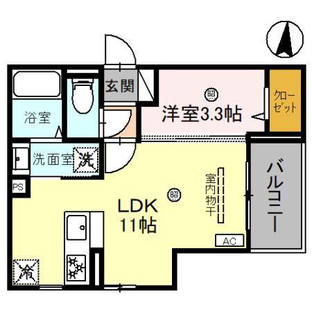 D-LUCE黒田-イースト(1LDK/3階)の間取り写真