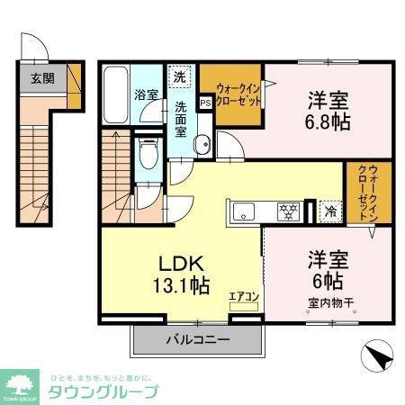 ソレアード(2LDK/2階)の間取り写真