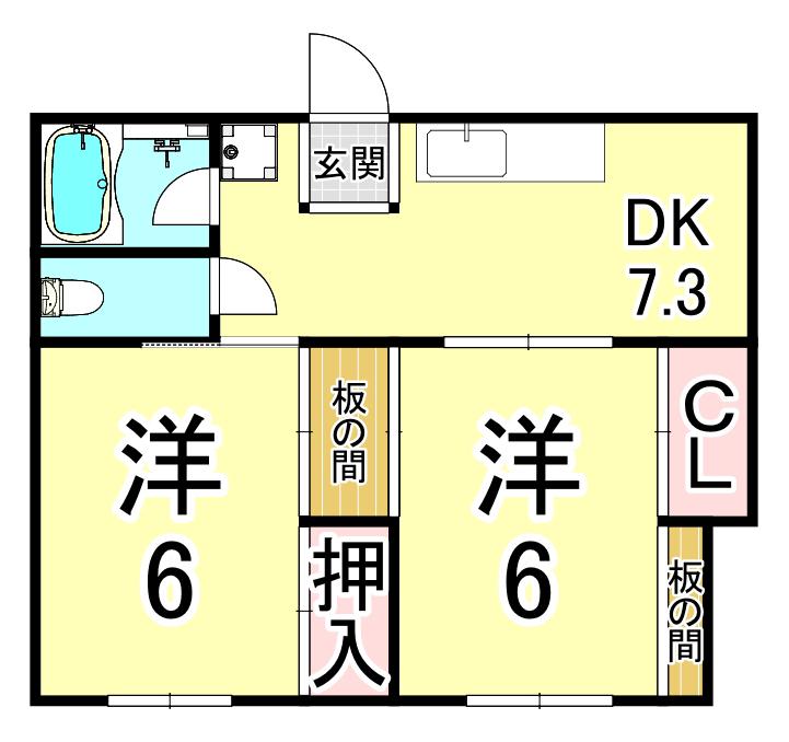 藤本ハイム(2DK/1階)の間取り写真