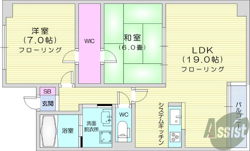 サンクレスト原町(2LDK/4階)の間取り写真