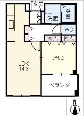 アクアタウン納屋橋 1108号(1LDK/11階)の間取り写真