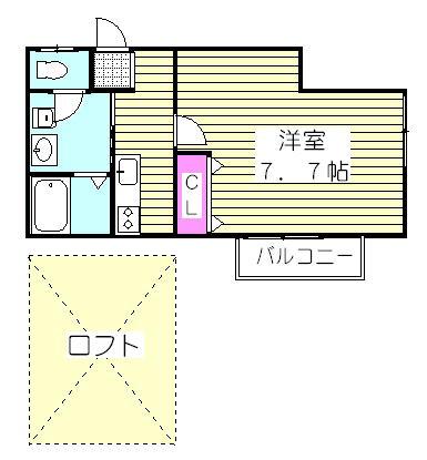 ロミーナB(1K/1階)の間取り写真